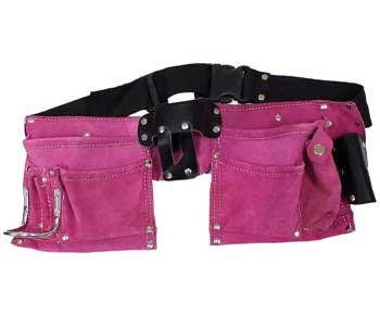 7-Pocket-Pink-Suede-Double-Tool-Pouches-With-Nylon-Belt